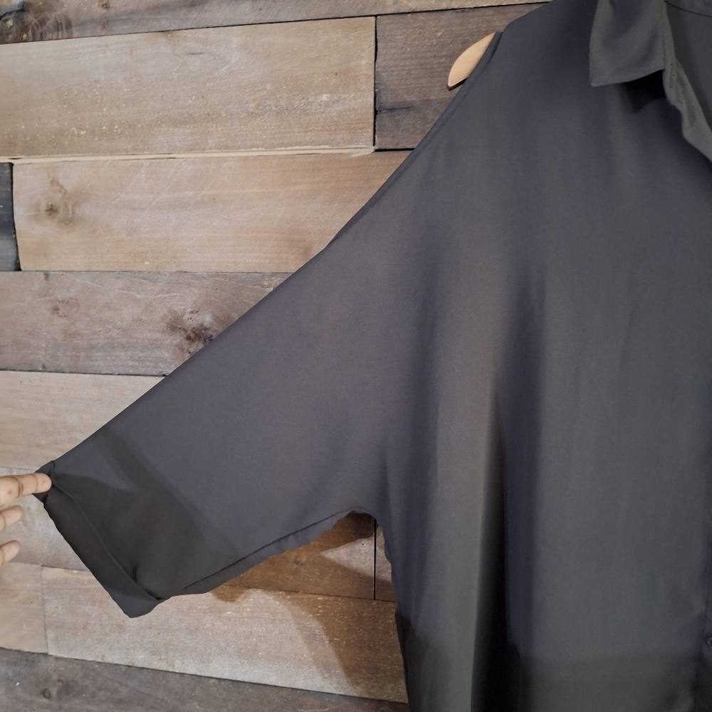 Chicos Cold Shoulder Button Down Brown Tunic Chic… - image 3